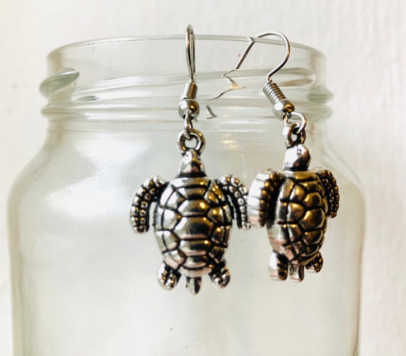 Vintage Earrings, Turtle Earrings, Ocean Jeweller… - image 5