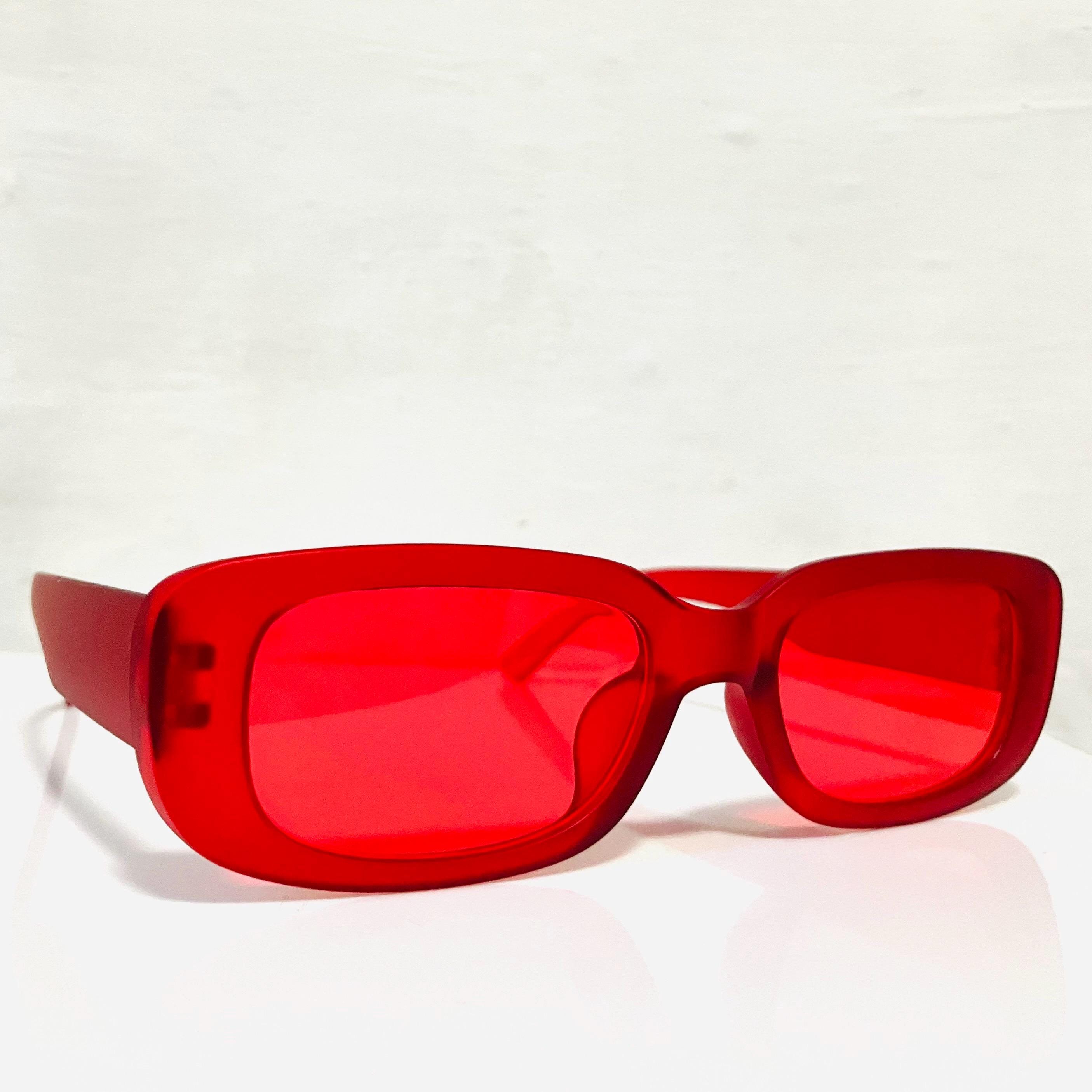 Designer x John Richmond VTG Y2K Red Rectangular Sunglasses 54/18//135 JR52804 Red Thick Hipster Rectangle Tinted Sunglasses with Red  main image 3