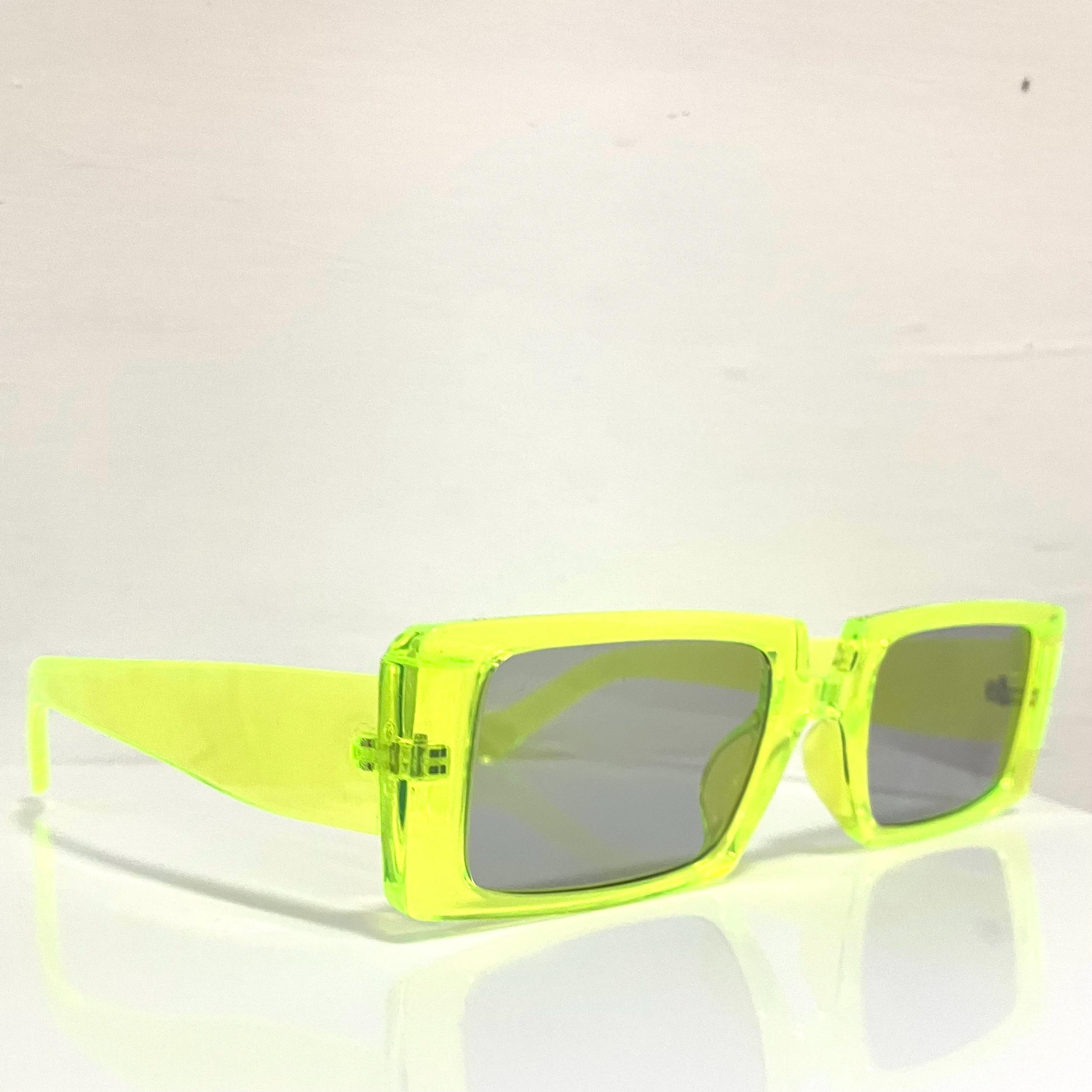 Green and Yellow Sunglasses RETRO Large Rectangle Oversized - BRAND NEW Green Oversized Acetate Square Gradient Sunglasses with  main image 3