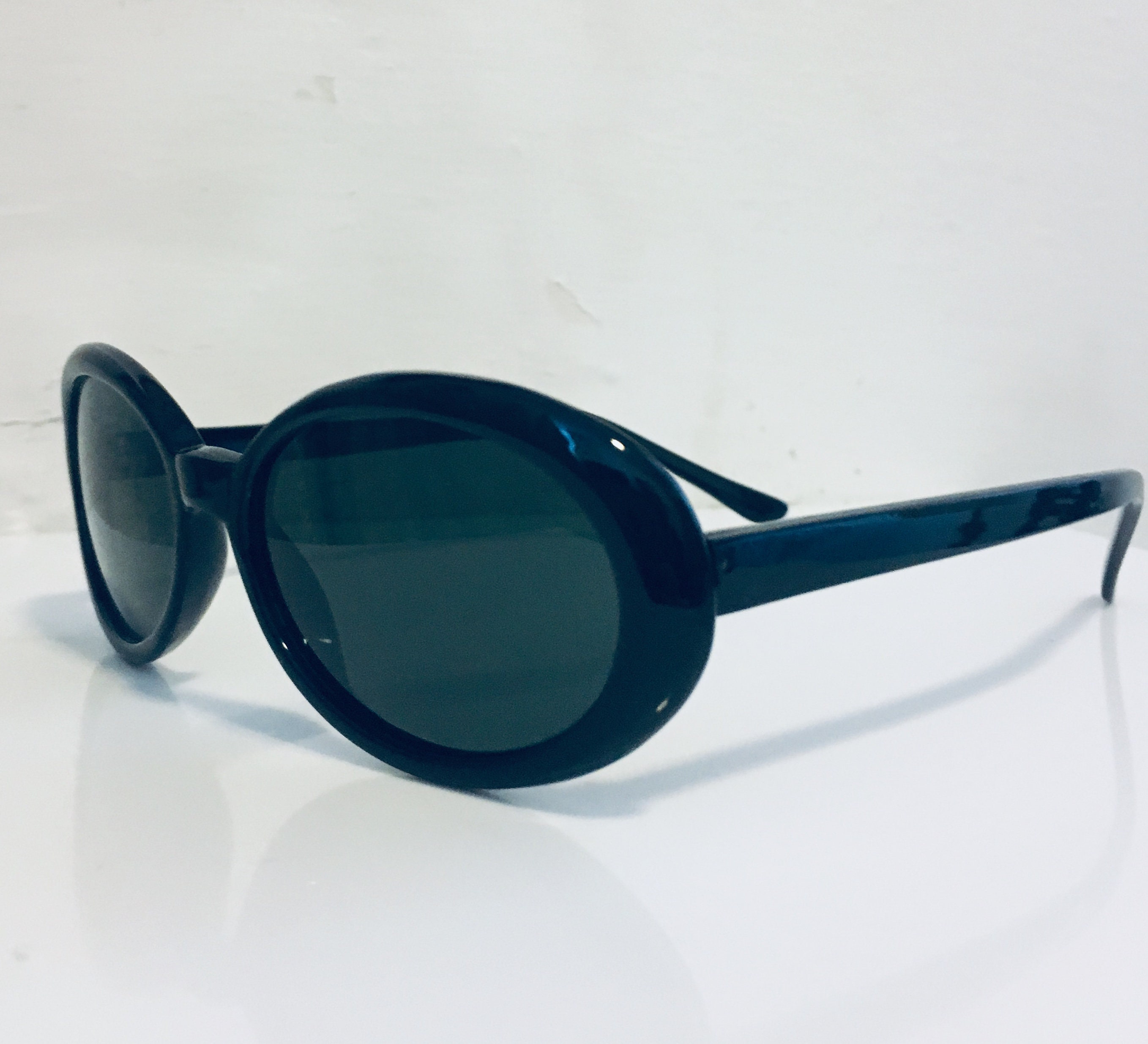60s Style Sunglasses Woman Black Statement Oval Sunglasses | Etsy