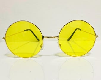 Gelbe runde Y2K Sonnenbrille: Vintage Preppy Shades