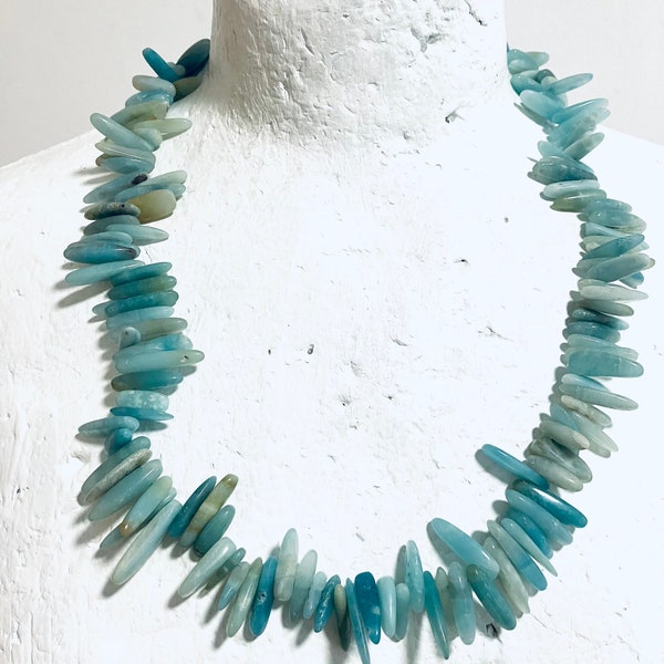 Aquamarine Raw Crystal Beaded Necklace, Vintage Necklace, Woman Healing Necklace, Aquamarine Crystal Necklace, Jewellery Uk, Gift