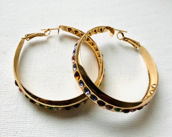 Vintage earrings, Hoop Earrings, Hoops, Disco Jewelry, Dangle Earrings, Gift, Party Earrings, earrings uk