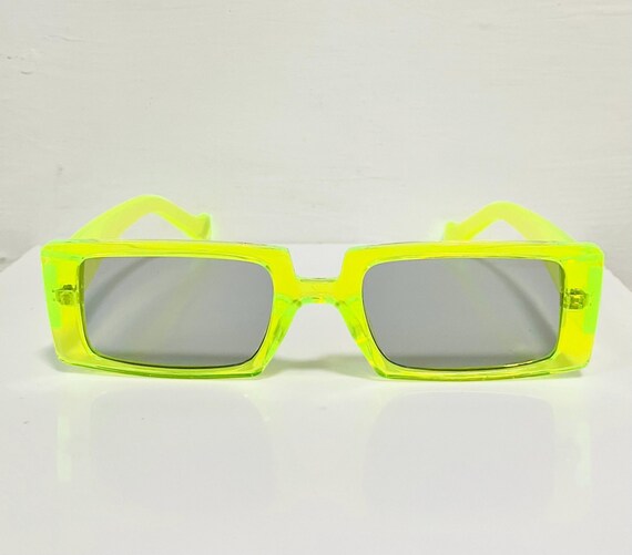 Neon Green Y2K Sunglasses: Vintage Nu Rave Eyewear - Etsy display picture 1