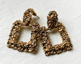 Vintage Gold Plated Dangle Earrings, Vintage Earrings, Gold Jewelry, Retro Earrings, Gift For Her, 90s Earrings