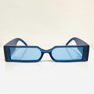 Vintage Sunglasses Y2K Sunglasses Black And Blue SleekY2K Eyewear, Mens Sunglasses, Blue Rectangle Sunglasses, Shades, Sunnies