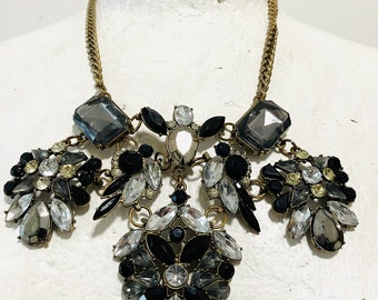 Vintage Necklace 1990s Gemstone Glass Sparkle Bib Necklace, Vintage Necklace, Vintage Jewellery, Gift For Her, Vintage Necklace Uk