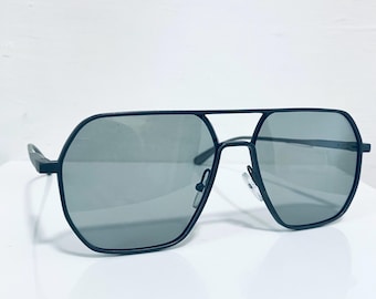 Óculos de sol aviador de metal cinza: proteção UVA vintage