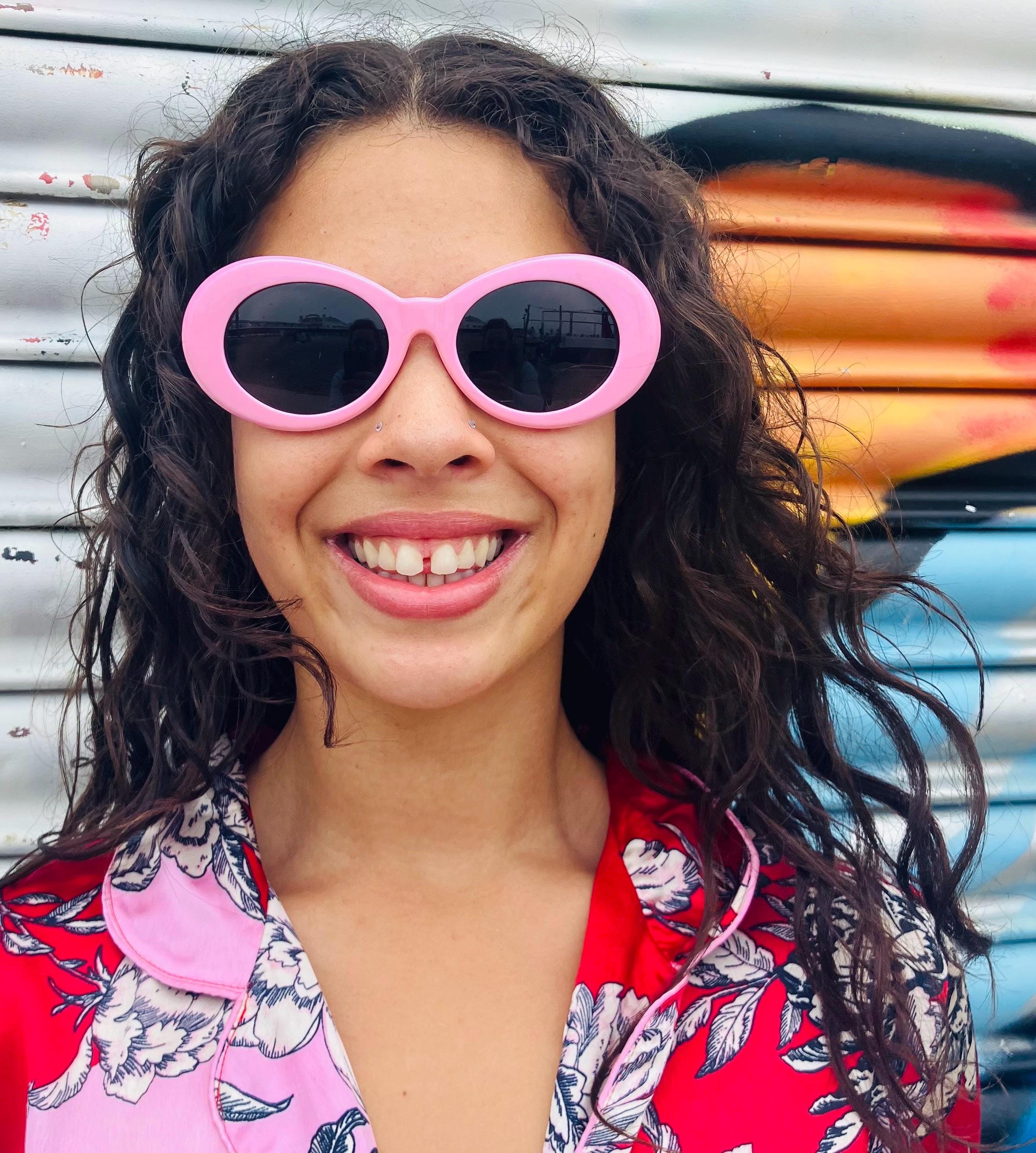 Pink Frame Sunglasses Pink/Rose Gold Oversized TR90 Square Tinted Sunglasses with  main image 2
