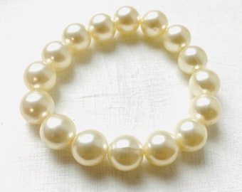 Vintage Beaded Bracelet, White Pearl Bracelet, Bead Bracelet, Woman Bracelet, Wedding Bracelet, Gift Uk