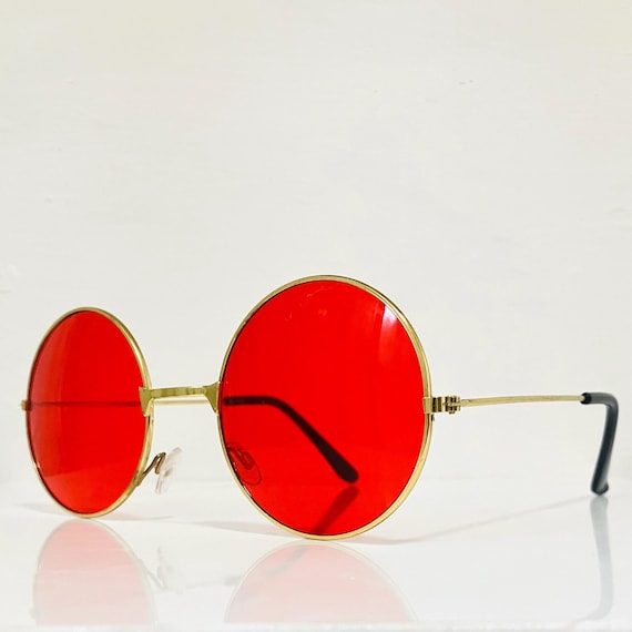Vintage Red Round Sunglasses: John Lennon Style, 90s Fashion  display picture 1