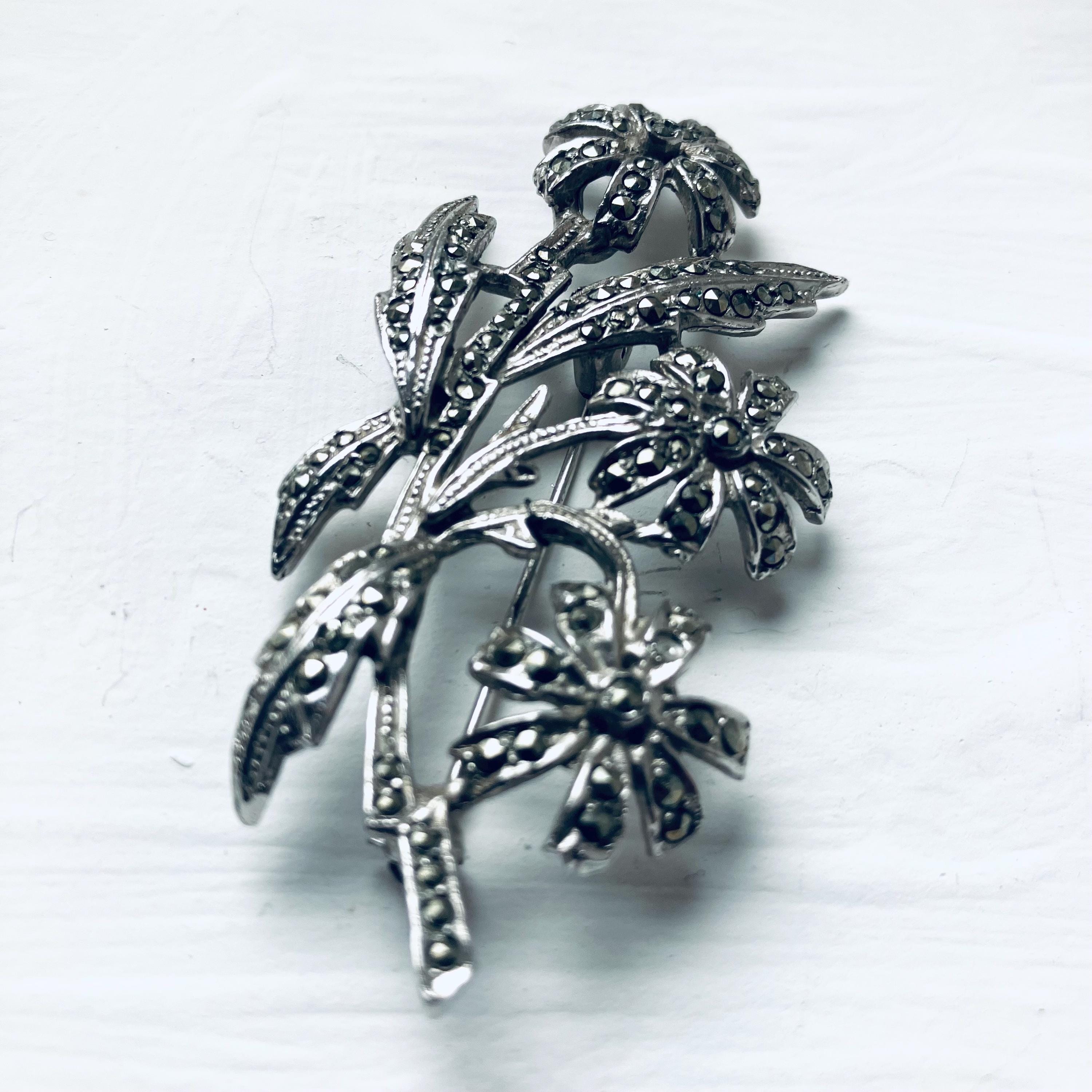 Broche Florale Argent Et Marcassites - Style 1900, Occasion Sans Marque