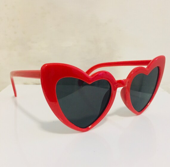 Heart-Shaped Sunglasses with Red and Black Accents Amazon.com: Gpurplebud Heart Shaped Sunglasses For Women, 2  main image 4