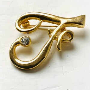 Vintage Brooch Initial J Gold 14k Plated Brooch, Luxury  display picture 1