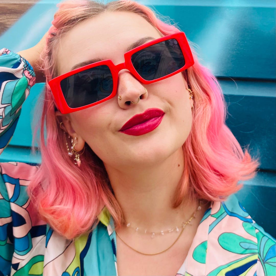 Vintage Red Rectangle Sunglasses: 1990s Retro Style - Etsy display picture 1