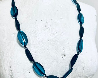 London Blue Topaz Style Gemstone Beaded Long Necklace, Jewelry, Woman Necklace, Gift For Her, Woman Necklace Uk, resin Beaded Necklace