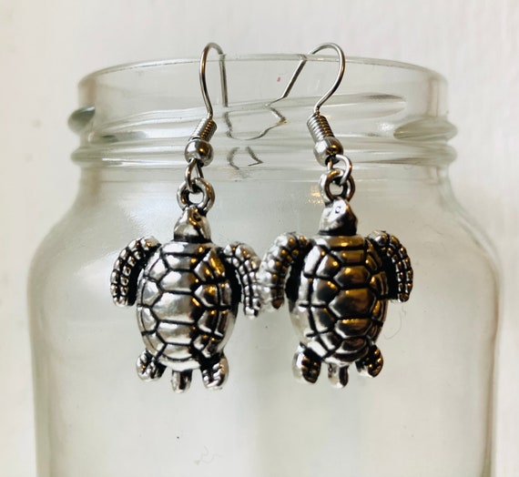 Vintage Earrings, Turtle Earrings, Ocean Jeweller… - image 4