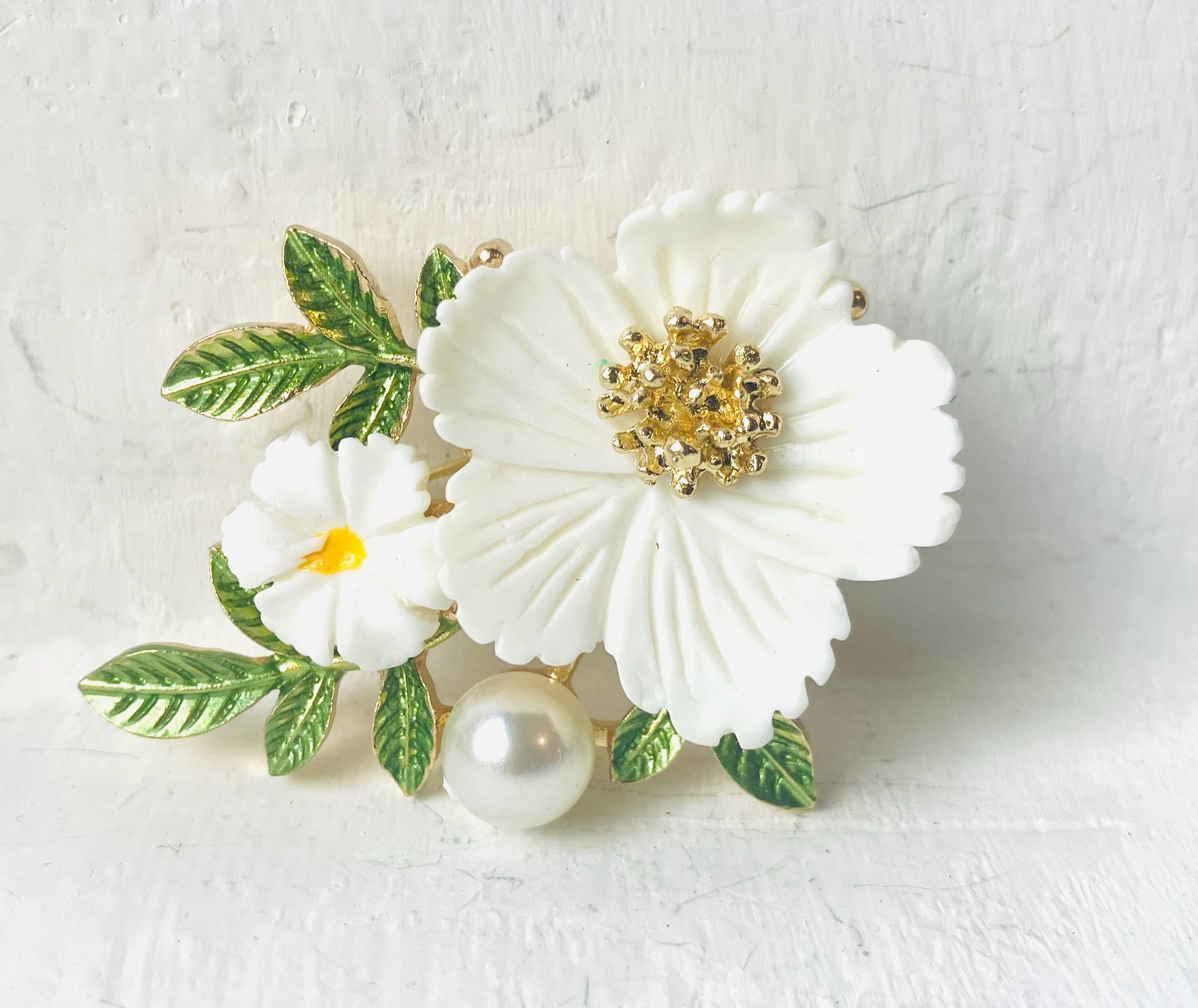 Vintage Brooch White Rose Brooch, Vintage Jewellery, Brooch Pin Clip, English Garden Jewellery, Rose Garden Jewellery, Gift For Her, Brooch