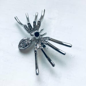 Spider Brooch, Silver Sparkle Brooch, Vintage Brooch, Brooch Pin Clip, Vintage Jewelry, Gift For Her, Vintage jewellery, Spider, Halloween