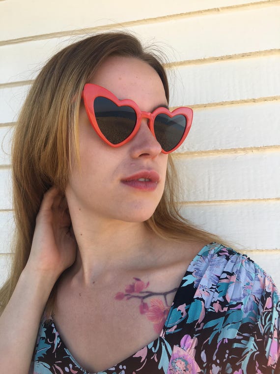 Gafas de sol vintage con forma de corazón rojo, gafas de sol Y2K