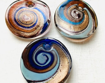 Three Murano Glass Pendants, Vintage Necklace, Vintage Pendant, Italian Necklace, Glass Pendant, Pendant Uk, Gift