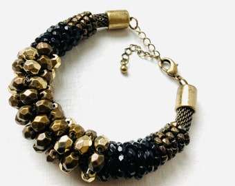 Vintage Beaded Brass Bracelet, Gold Plated Brass Bracelet Bangle, Gift For Her, Vintage Jewellery, Woman Jewellery, Bangle Uk, Gift For Her