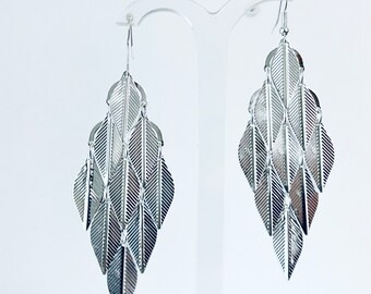 Silver Plated Leaf Dangle Earrings, Earrings For Her, Women Earrings, Silver Style Earrings, Jewelry USA, Jewellery Uk, Silver Jewelry