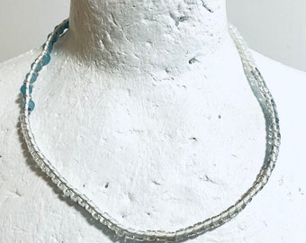 Vintage Jewellery Crystal Glass Beaded Necklace, Jewellery Necklace, Gift For Her, Blue Necklace, Woman Jewellery, Beads