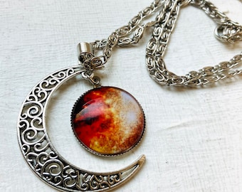 Vintage Necklace, Spiritual Pendant, Woman Necklace, Jewellery, Jewelry, Planet Necklace, Gift For Her, Costume Jewellery, Pendant Necklace