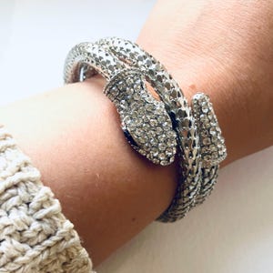 Cleopatra Snake Bracelet Bangle, Silver Sparkling Snake Bracelet Bangle, Snake Bracelet, Snake Bangle, Vintage Jewelry, Snake Jewelry, Art