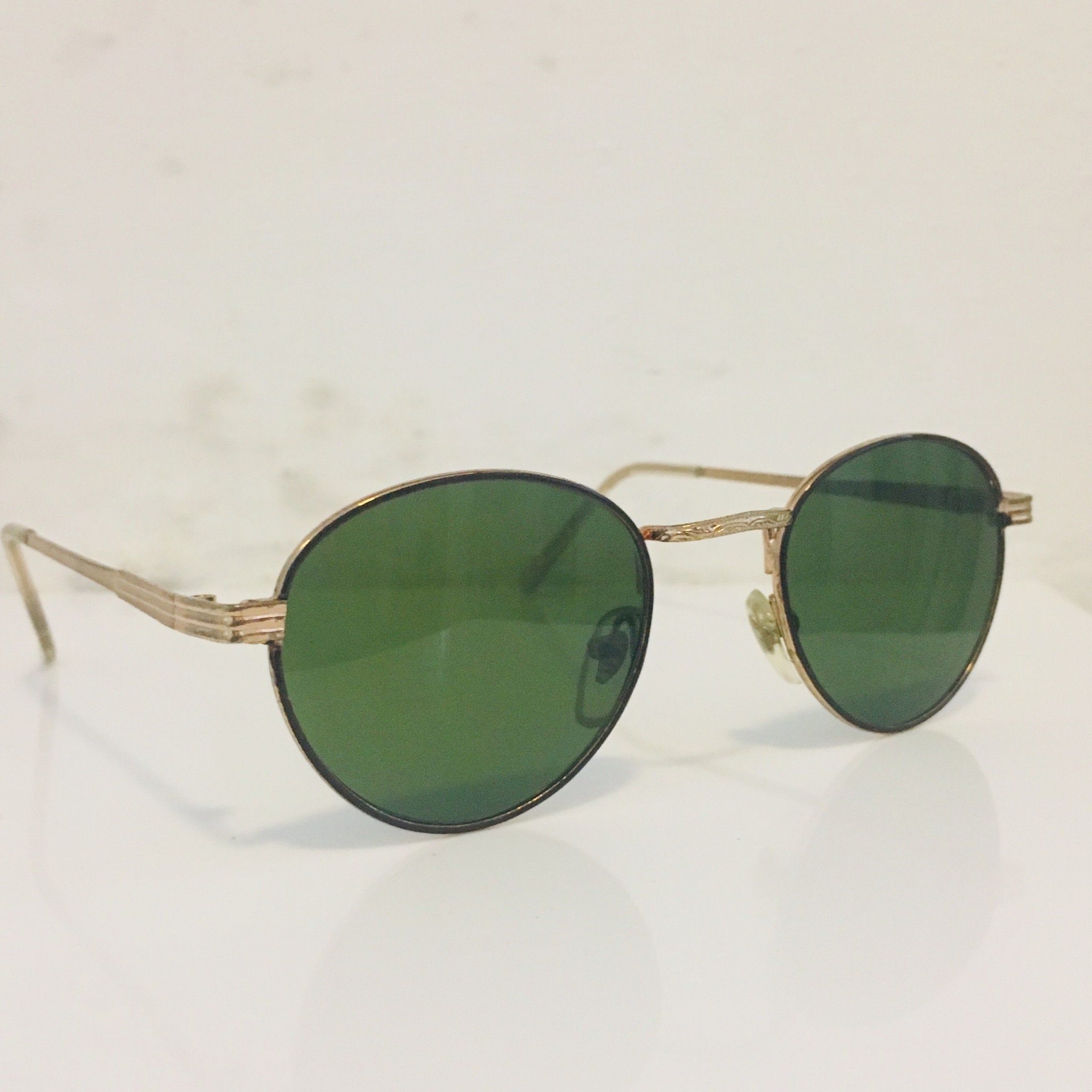 Vintage Gold Tone Round Sunglasses Vintage 90s Round | Etsy