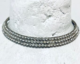 Audrey Hepburn Style Super Rhinestone Choker Necklace, Vintage Necklace, Wedding Necklace, 50 Necklaces