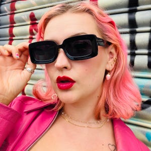 Black Square Vintage Sunglasses: 90s Eyewear, UVA Protected