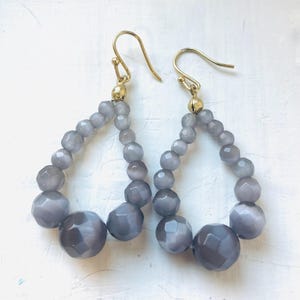Handmade Dangle Earrings Lilac Grey Purple Austrian Crystal Beaded Earrings, Vintage Earrings, Gift For Her, Vintage Earrings, Crystal