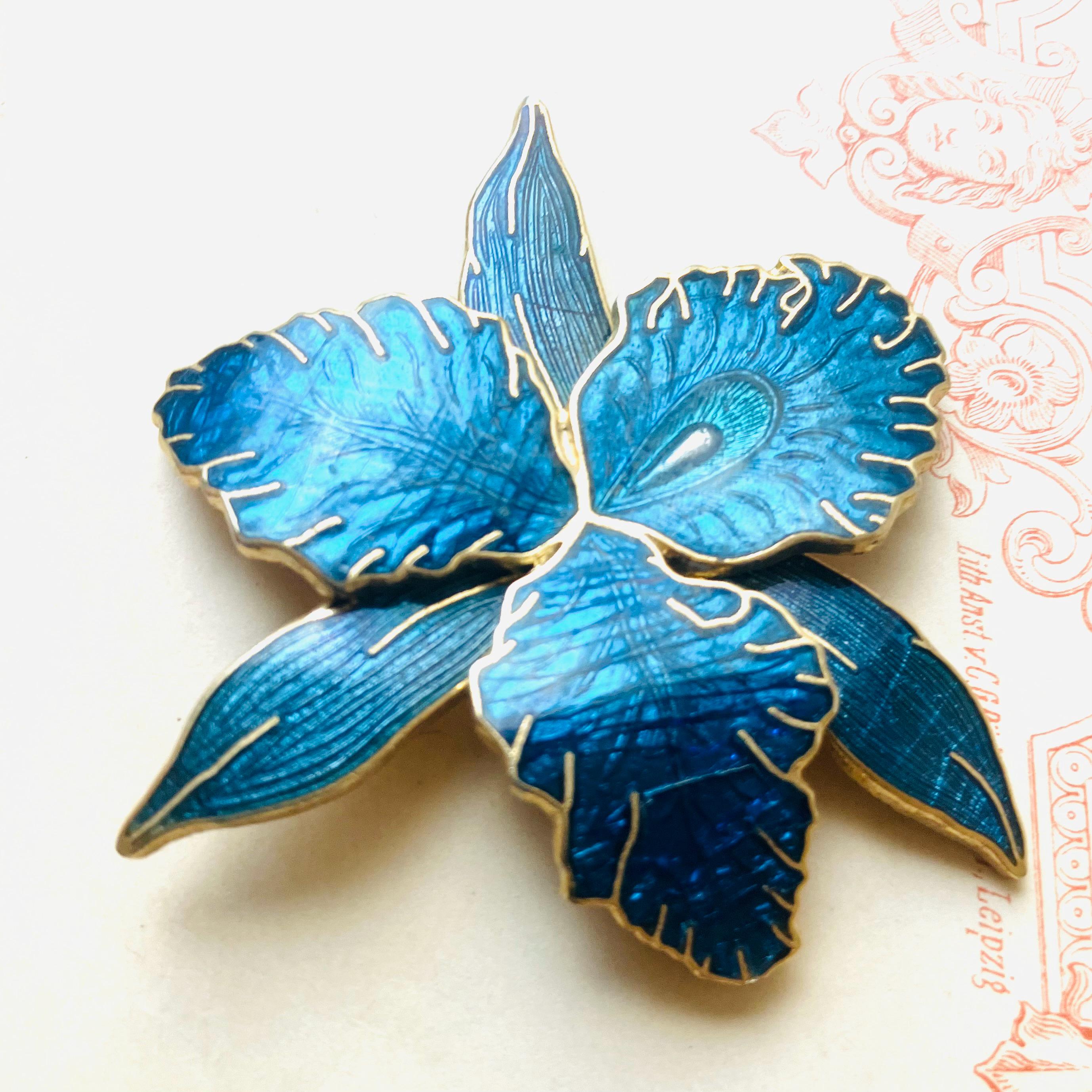 Blue Enamel Flower Brooch Vintage - Etsy