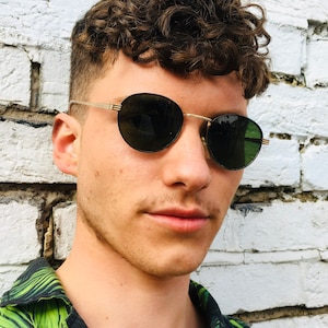 Lunettes de soleil vintage pour hommes, lunettes de soleil rondes en métal doré, lunettes de soleil John Lennon, lunettes de soleil dorées