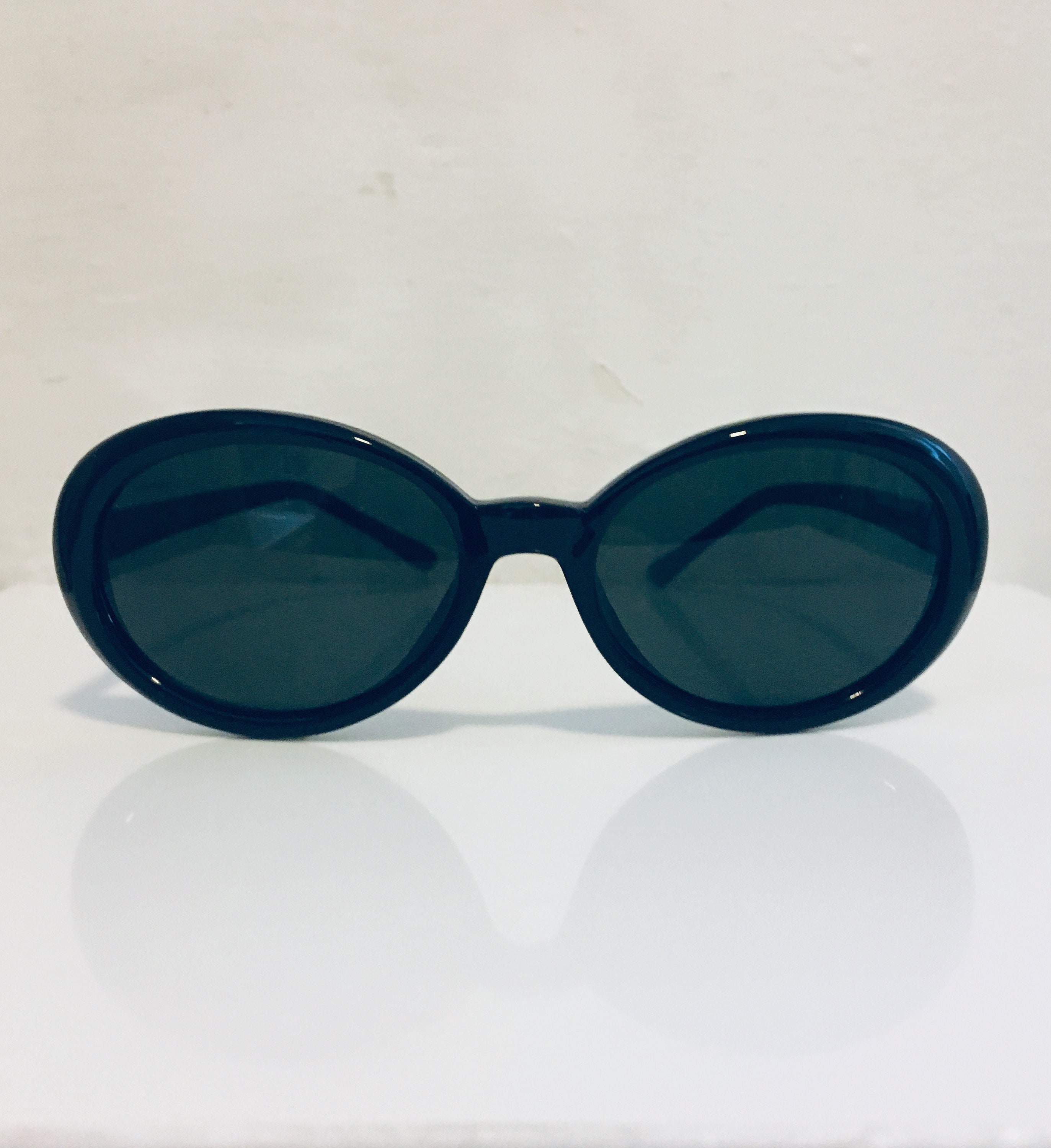 60s Style Sunglasses Woman Black Statement Oval Sunglasses | Etsy