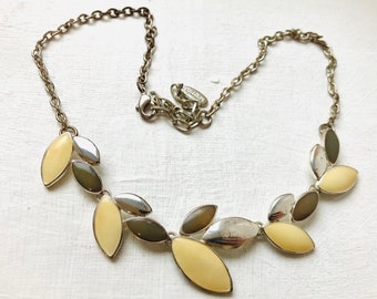Vintage Pendant Necklace, Silver Plated Enamel Necklace, Gift For Her, Boho Necklace, Retro Necklace, Jewelry, Jewellery