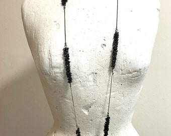 Vintage Long Slinky Sparkling Crystal Beaded Necklace, Women Necklace, Modern Geometric Necklace, Gift For Her