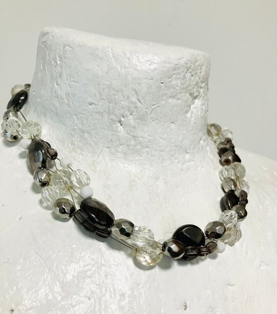 Collier De Perles En Hématite Rondes - Chute Noire Métallique, Longueur 53 Cm, Occasion