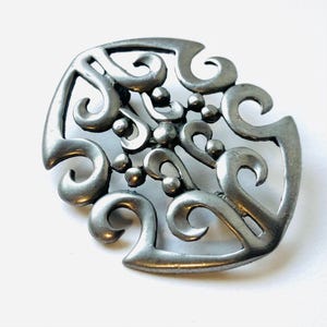 Vintage Brooch, Celtic Brooch, Large Pewter Brooch, Scottish Brooch, Celtic Jewelry, Silver Style Brooch, Celtic Pin, Vintage Jewellery