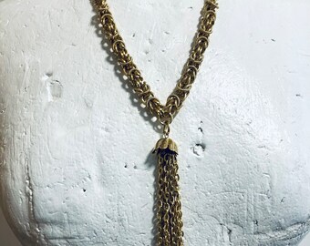 Gold Plated Chain Pendant Necklace, Chain Necklace, Woman Necklace, 60s Necklace, 1960s Jewelry