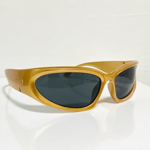Vintage Sunglasses, Y2K Wrap Sunglasses, Vintage Mens Sunglasses, Mens Sunglasses, Gold Sunglasses, Festival Sunglasses, Retro Sunglasses