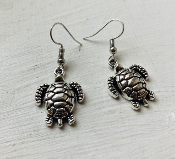 Vintage Earrings, Turtle Earrings, Ocean Jeweller… - image 3