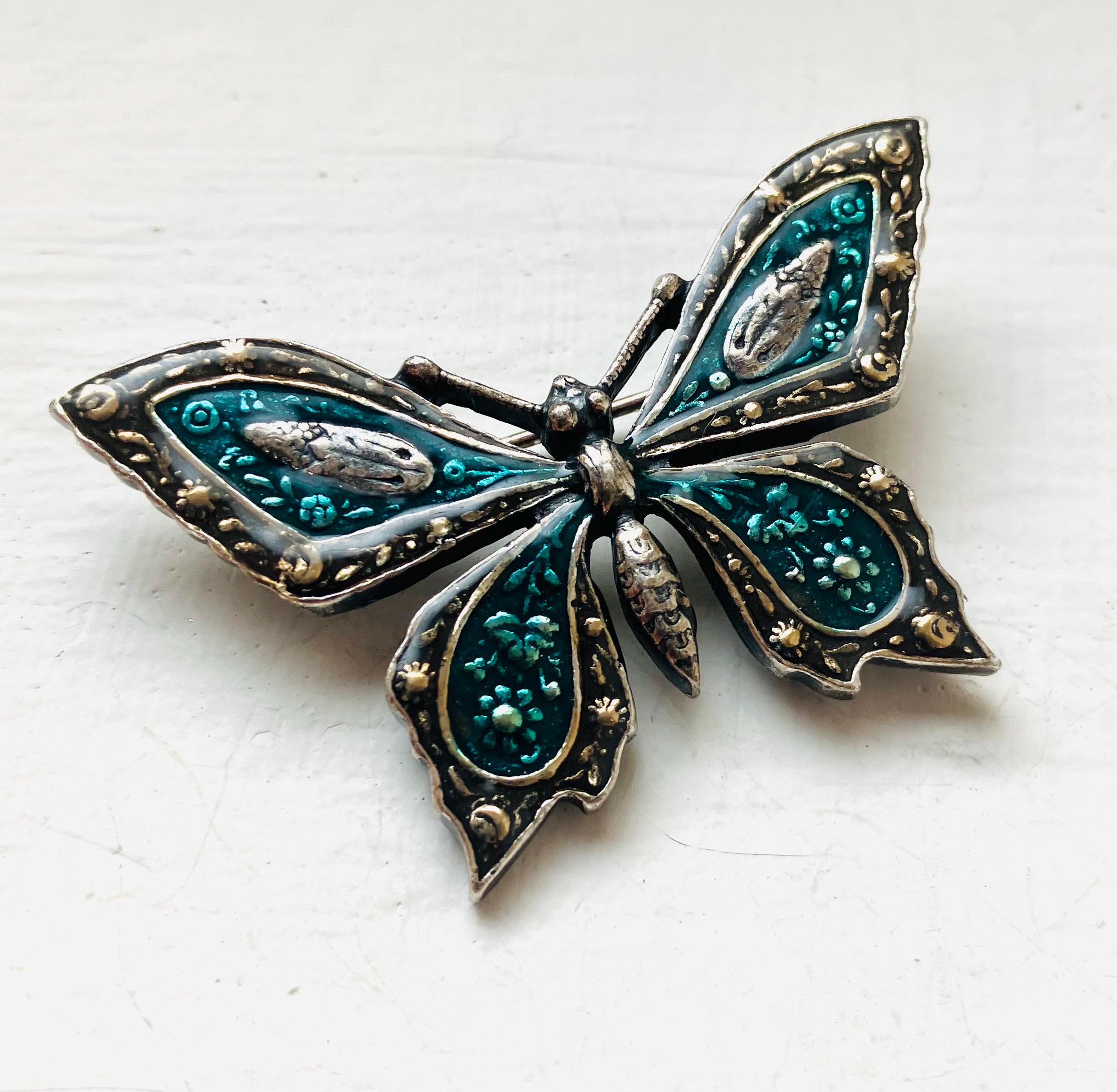 Broche Papillon En émail Et Alliage De Zinc - Style Antique Et Délicat - Environ 3,8x3 Cm - Parfaite Pour Sac, Robe Ou Chapeau