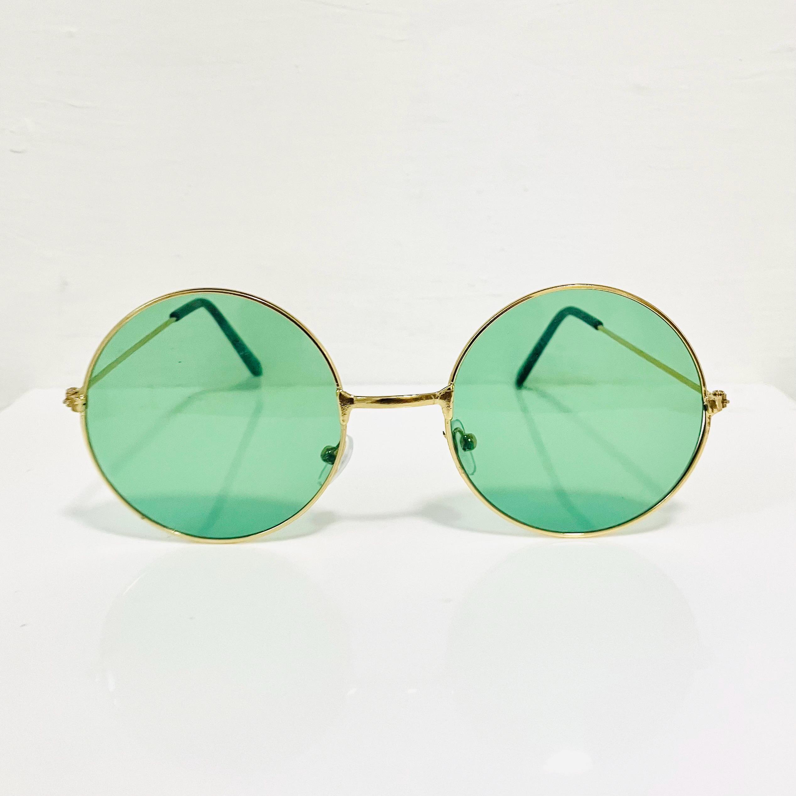 Green Lens Round Sunglasses: Vintage Lennon Style Shades - Etsy display picture 2