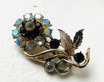 1950s 50s Sparkling Rhinestone Brooch, Vintage Sparkle Glass Brooch, Vintage Brooch, Brooches, Flower Brooch, Gift, 50s Brooch