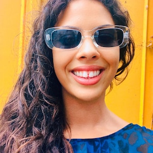 Vintage Sunglasses Clear Rectangle Sunglasses Y2K Women’s Sunglasses Retro Festival Sunglasses 2000s Sunglasses