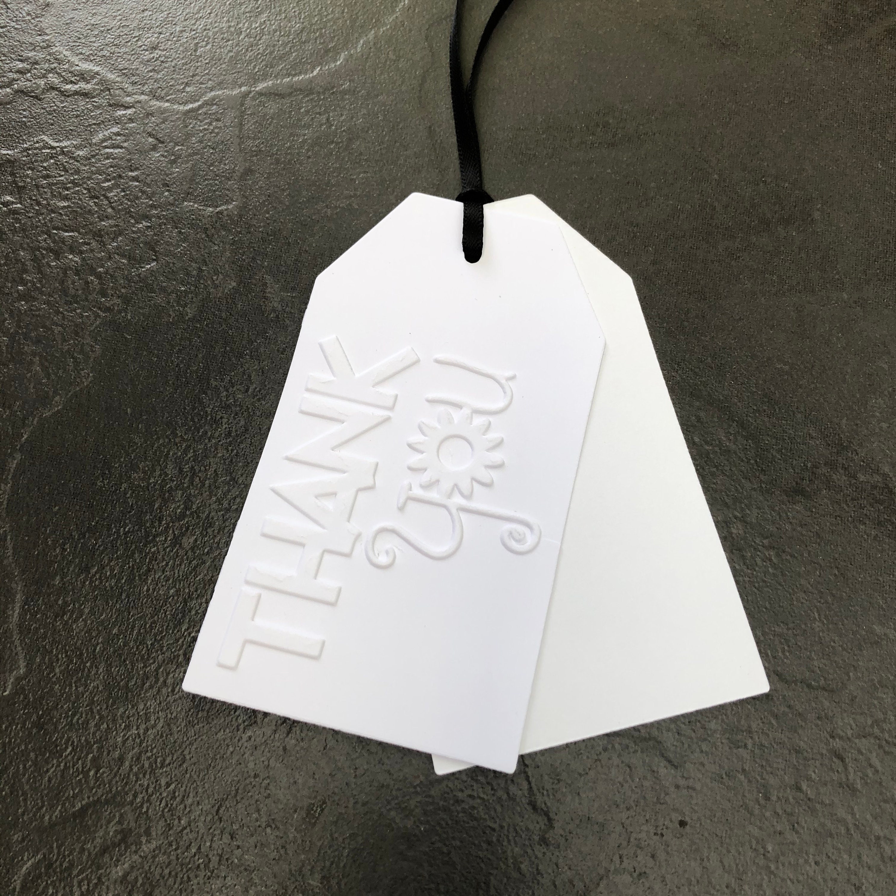 Pack of 5 Embossed Gift Tags. Oblong tags with Thank You Etsy