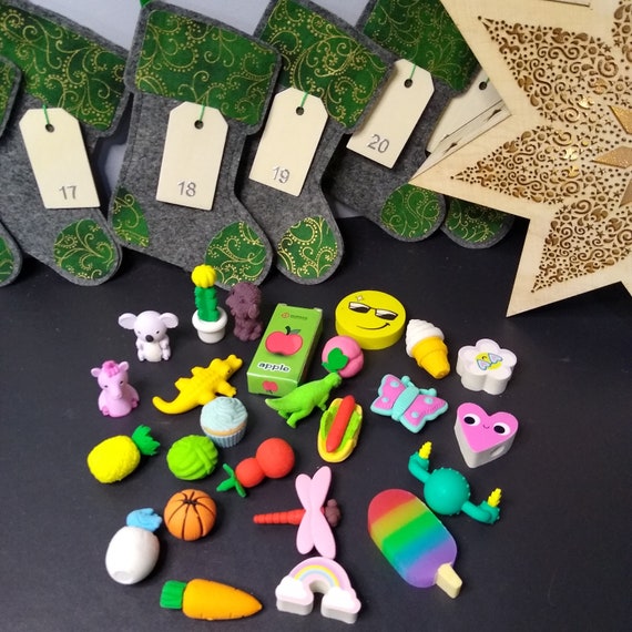 FILLED Advent Calendar With Novelty Erasers. AC53 - Etsy